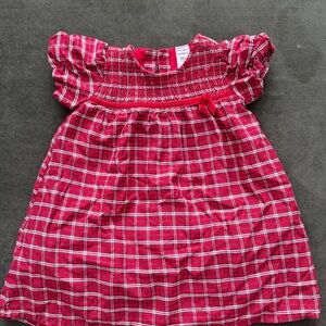 Red Plaid Smocked Baby Dress